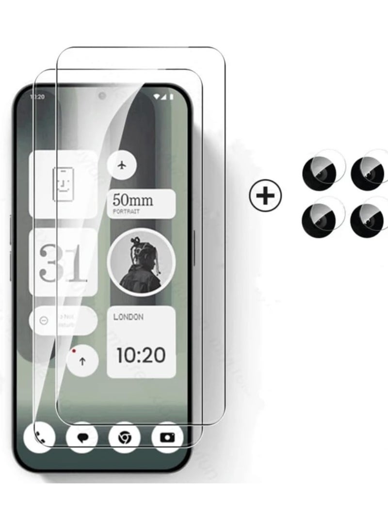 Tempered Glass Compatible with Nothing Phone (2a) Plus 2024, 【2 Pack】 Screen Protector and 【2 Pack】 Camera Lens Protector, HD Transparent, Ultra-thin, 9H Hardness Bubble-Free - Image 1